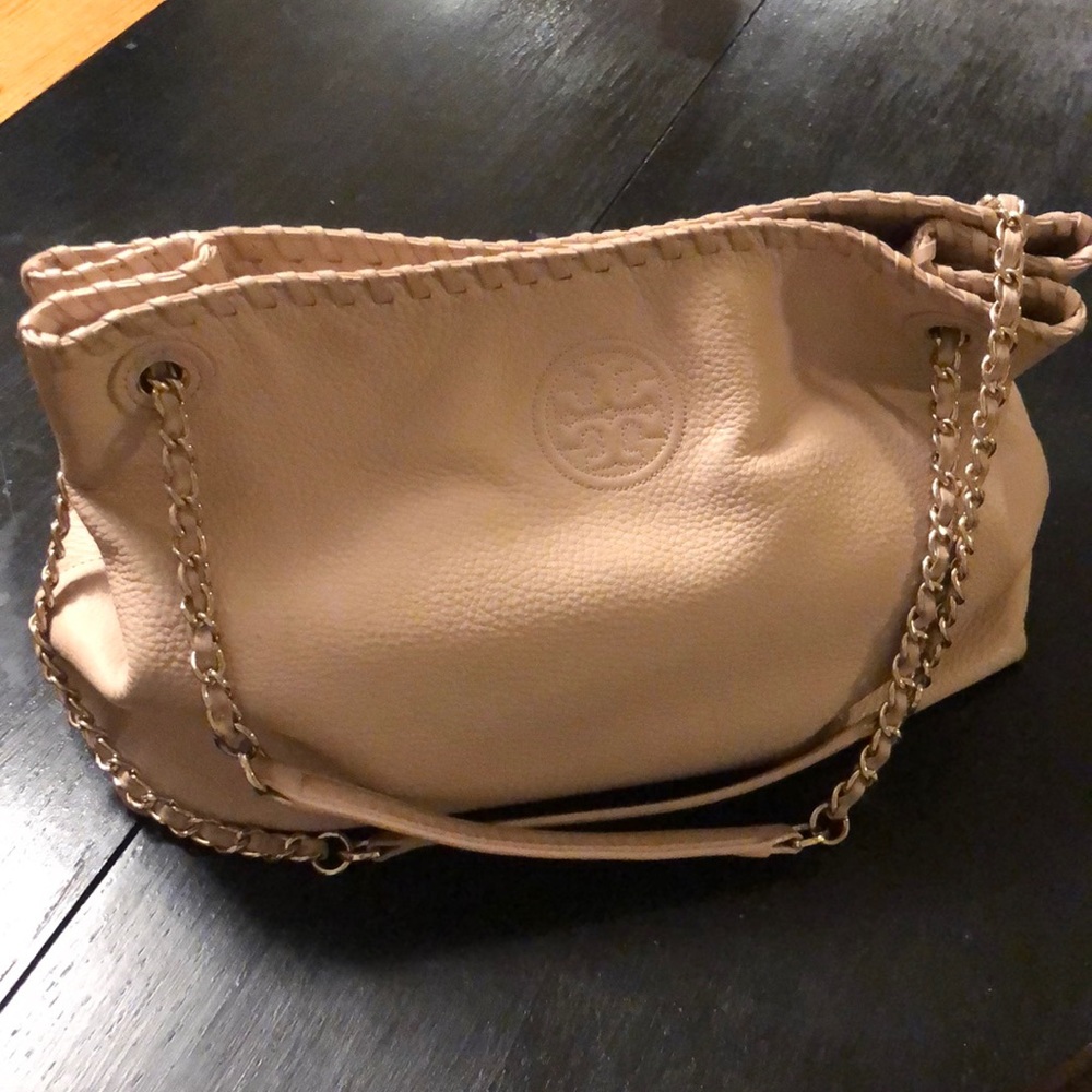 Tory Burch Beige/Blush Leather Chain Shoulder Bag